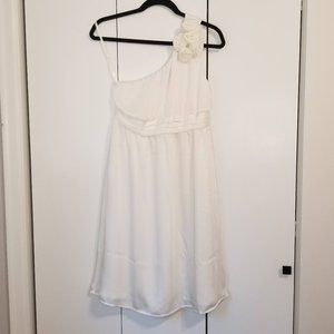 White One Shoulder Dress Bridesmaid Bride Wedding Cocktail